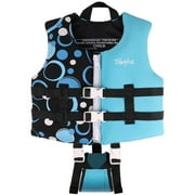 Boglia Toddler Swim Vest Life Jacket-Kids Flotation Buoyancy Swimwear Trainer Aid Vest with Adjustable Safety Strap, Age 1-9 Years/18-77lbs, Blue Bubble